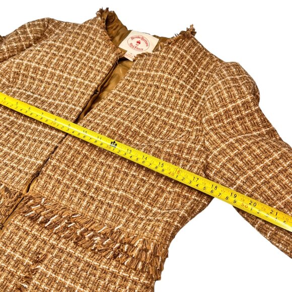Brooks Brothers Tweed Blazer Sz 6 Tan Fringe Trim Career Old Money Office Work - Picture 13 of 14